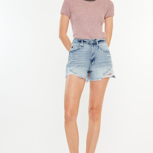 Hazel Blues® |  Kancan Distressed High Waist Denim Shorts with Pockets - Picture 5 of 7